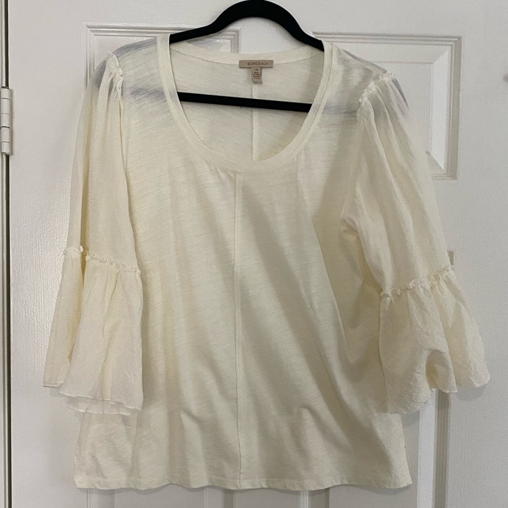 Cream colored Bordeaux blouse from Anthropologie